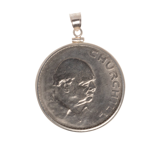 1965 Winston Churchill British Crown Sterling Silver Bezel - Vintage Spirit - Handcrafted Coin Creations