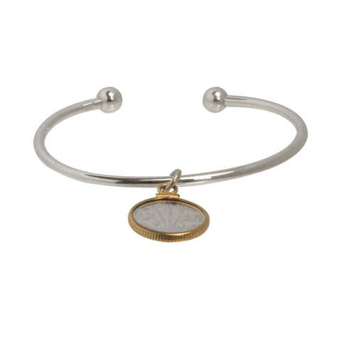 Threepence cuff bracelet - sterling silver