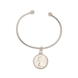 Australian sixpence and sterling silver cuff bracelet
