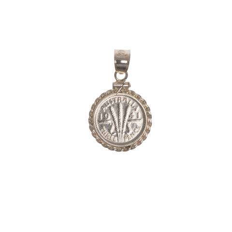 Australian Threepence Sterling Silver Twisted Rope Bezel