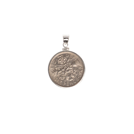 BRITISH SIXPENCE - STERLING SILVER BEZEL - FRONT