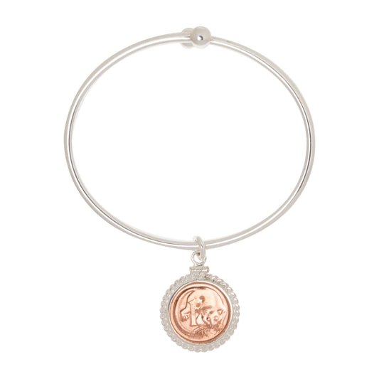 Australian 1 Cent Ball - end Bangle - Vintage Spirit - Handcrafted Coin Creations