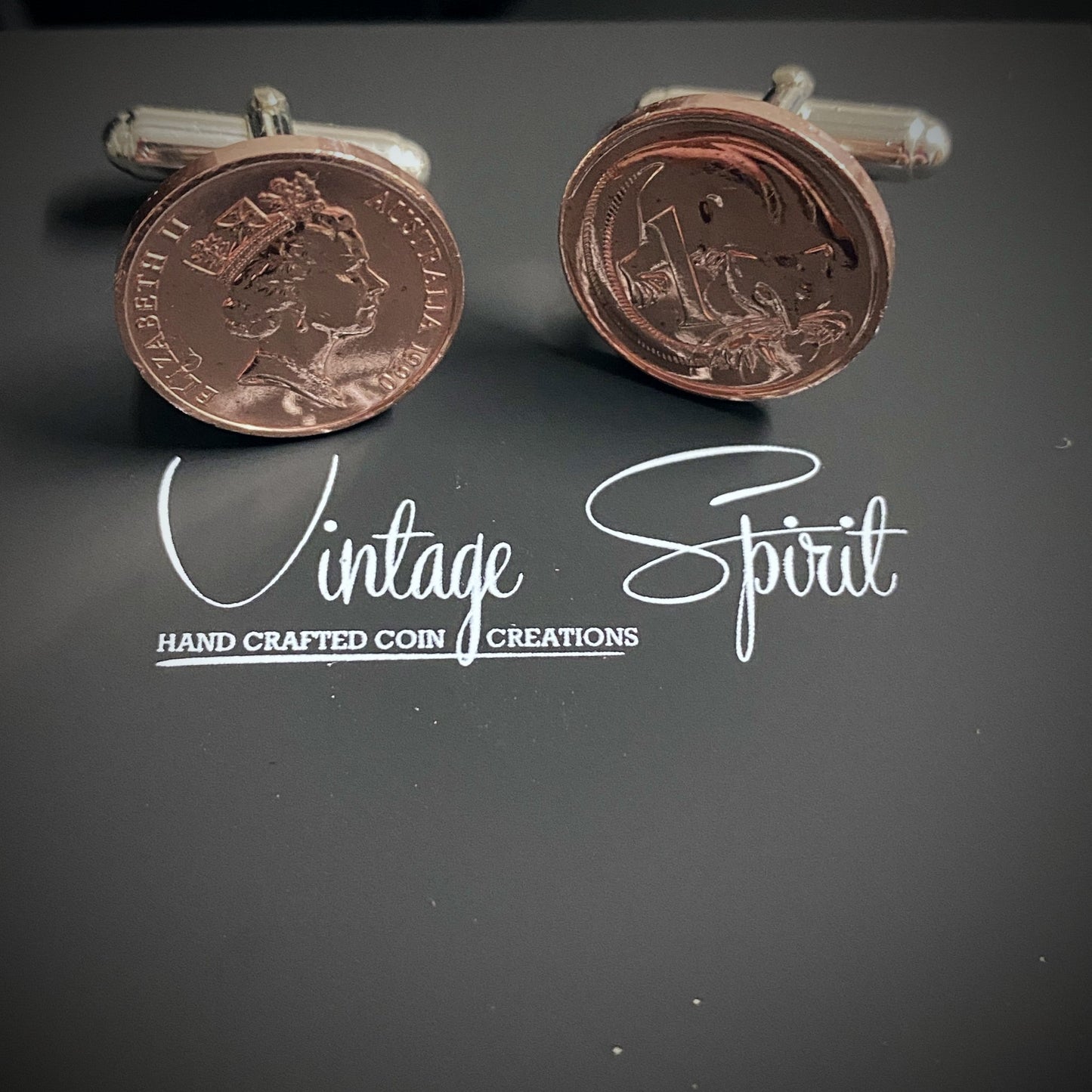 Australian 1 Cent Cufflinks - Vintage Spirit - Handcrafted Coin Creations