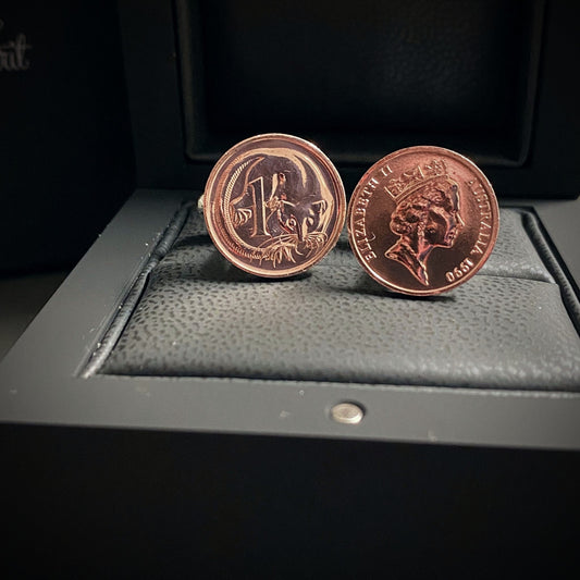 Australian 1 Cent Cufflinks - Vintage Spirit - Handcrafted Coin Creations