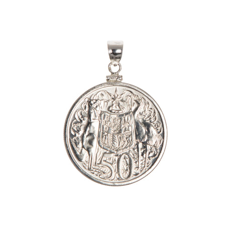 Australian 1966 Round 50 Cent Sterling Silver Bezel - Vintage Spirit - Handcrafted Coin Creations