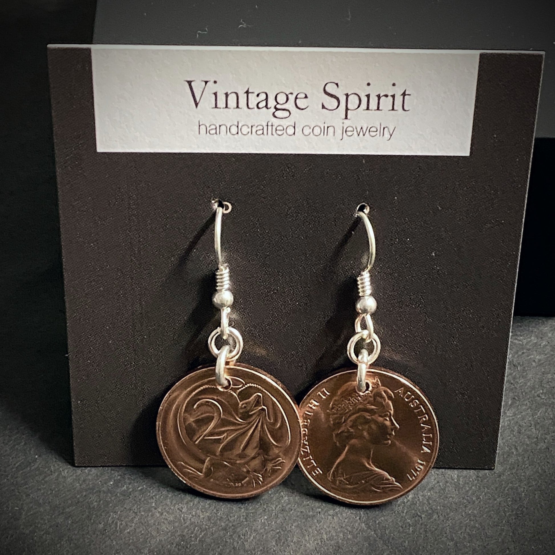 Australian 2 Cent Dangle Earrings - Vintage Spirit - Handcrafted Coin Creations