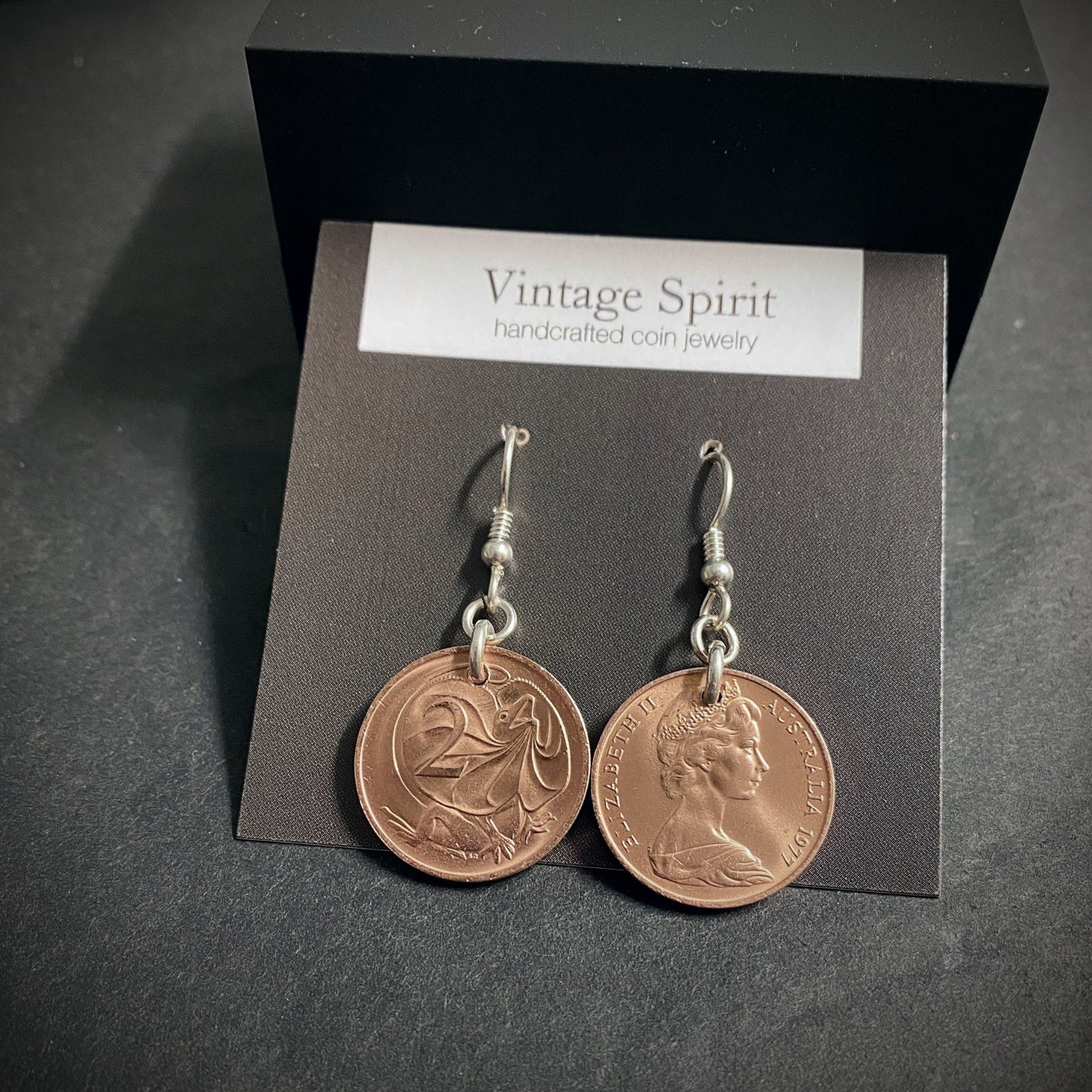 Australian 2 Cent Dangle Earrings - Vintage Spirit - Handcrafted Coin Creations