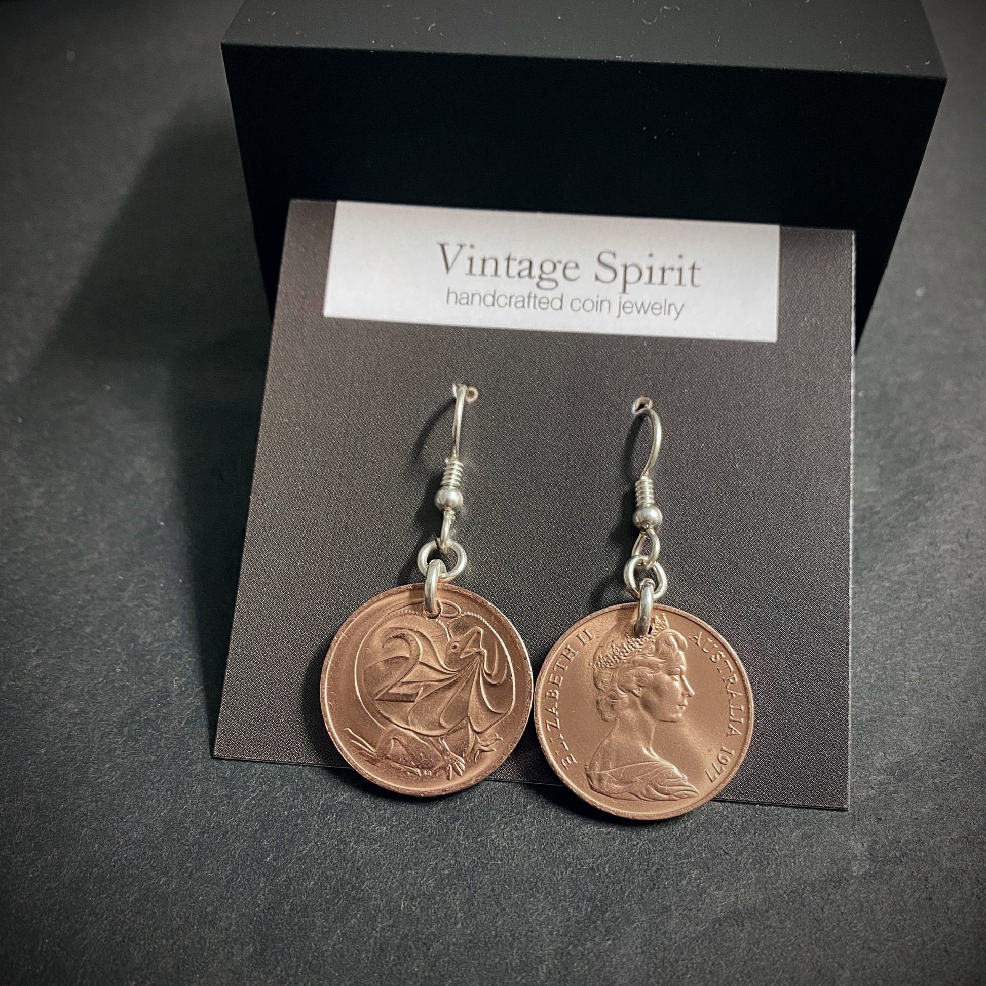 Australian 2 Cent Dangle Earrings - Vintage Spirit - Handcrafted Coin Creations