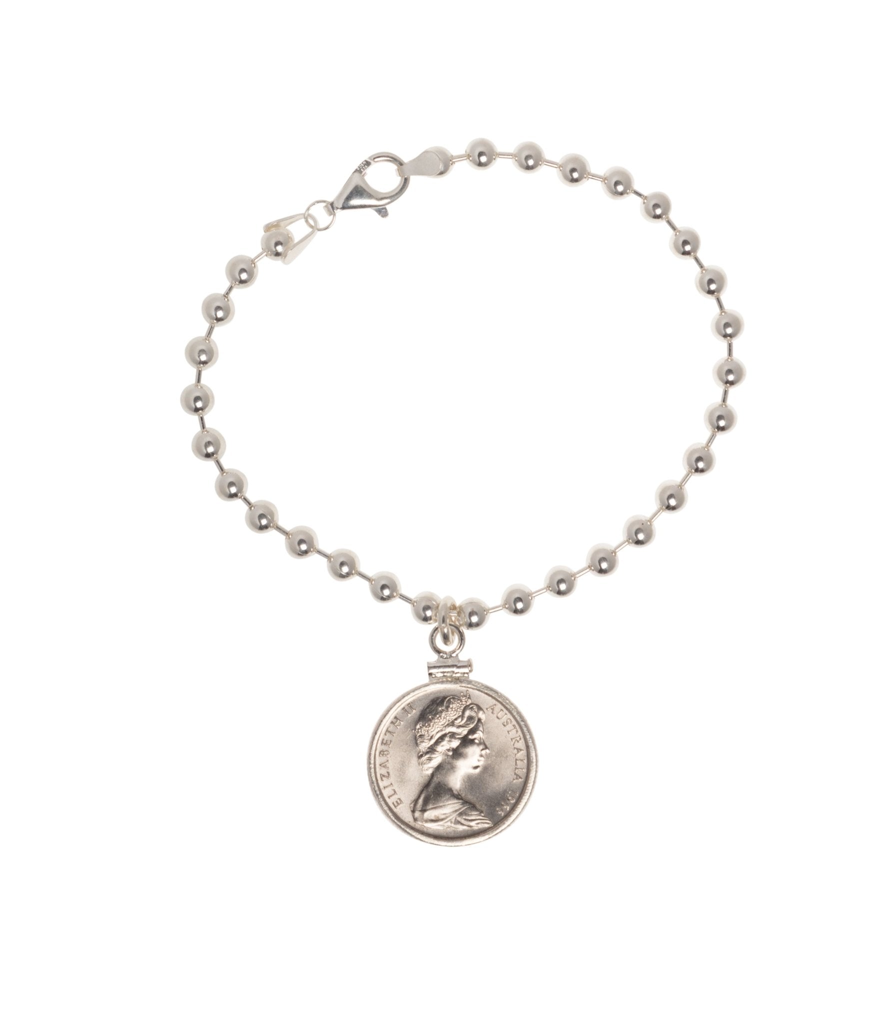 Australian 5 Cent Sterling Silver Bead Bracelet - Vintage Spirit - Handcrafted Coin Creations