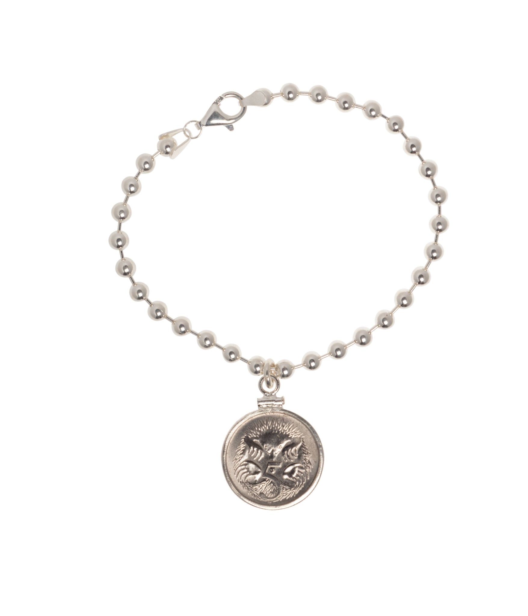 Australian 5 Cent Sterling Silver Bead Bracelet - Vintage Spirit - Handcrafted Coin Creations