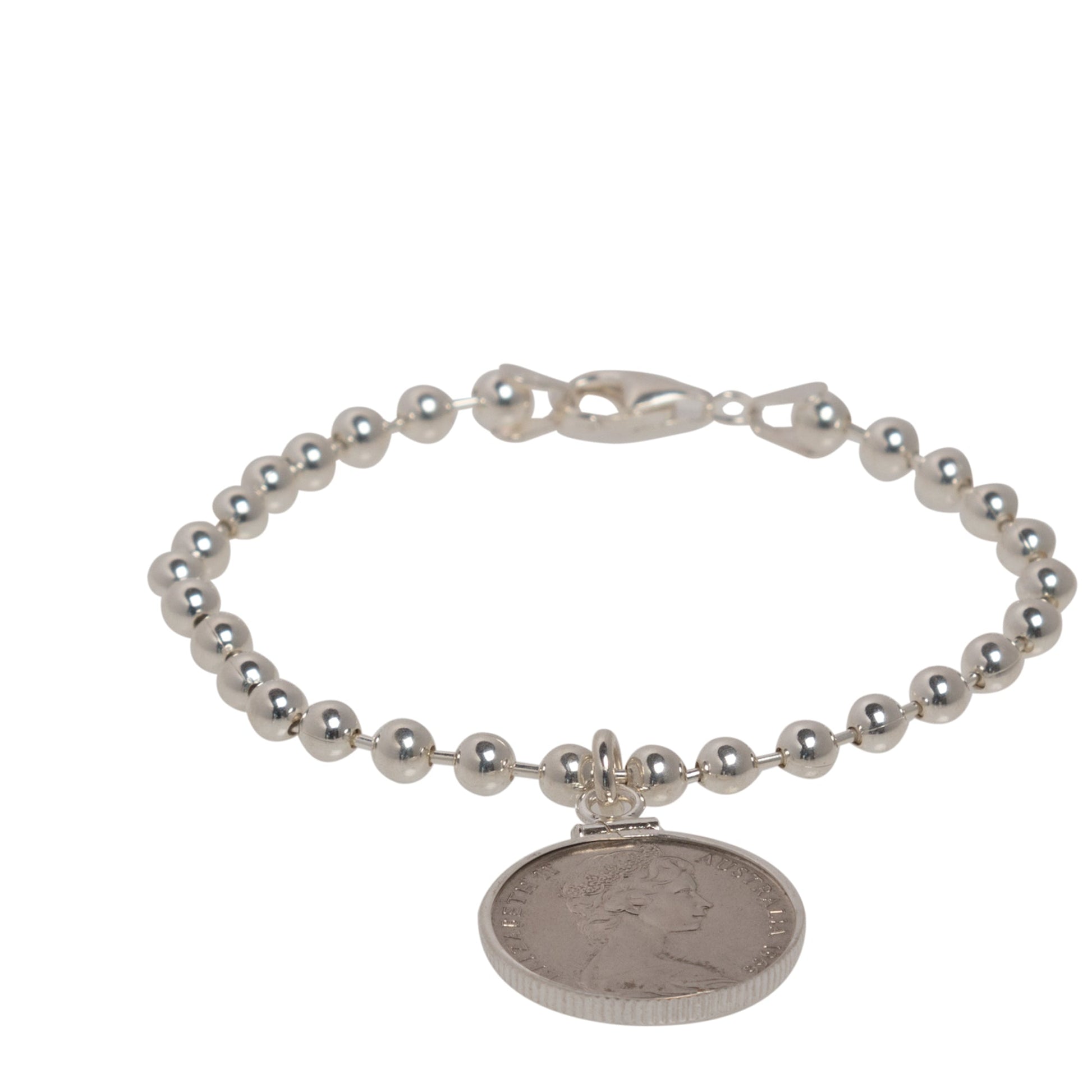 Australian 5 Cent Sterling Silver Bead Bracelet - Vintage Spirit - Handcrafted Coin Creations