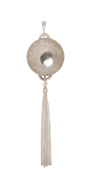 Australian Florin Domed Pendant with Sterling Silver Tassel - Vintage Spirit - Handcrafted Coin Creations