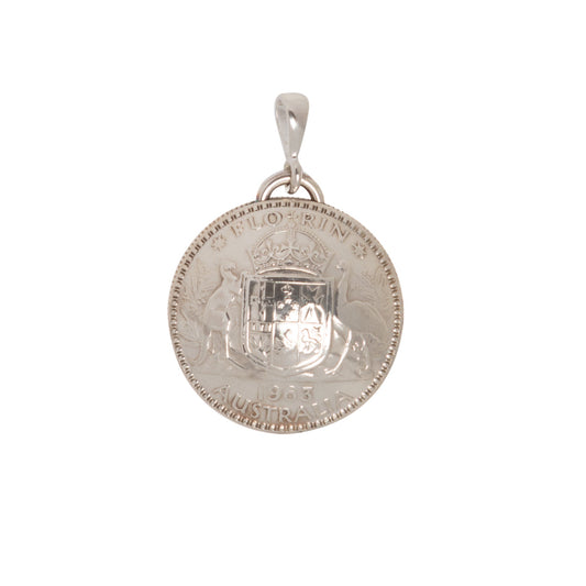 Australian Florin Handcrafted Domed Pendant - Vintage Spirit - Handcrafted Coin Creations