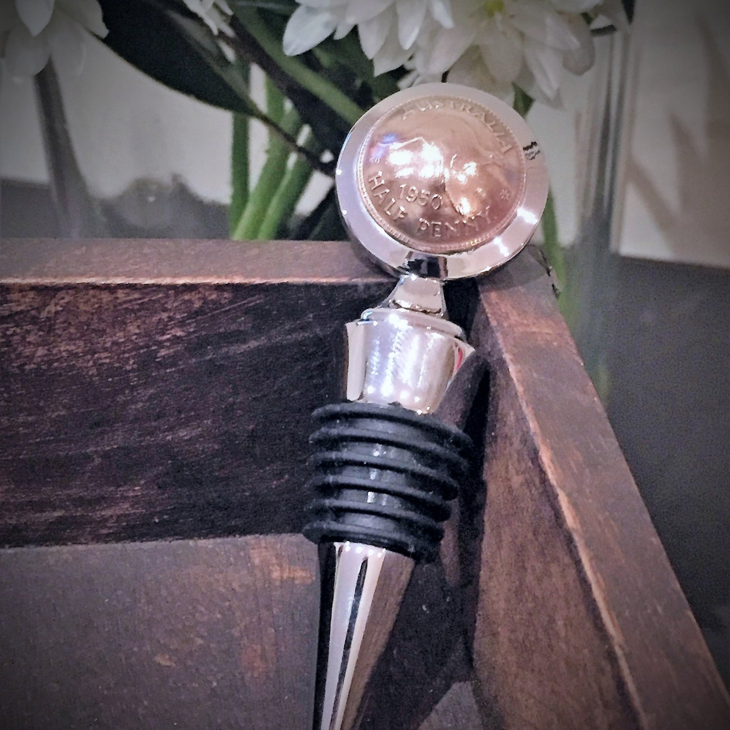 Australian Half Penny Bottle Stopper - Vintage Spirit - Handcrafted Coin Creations