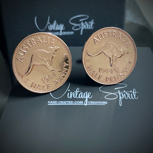 Australian Half Penny Cufflinks - Vintage Spirit - Handcrafted Coin Creations