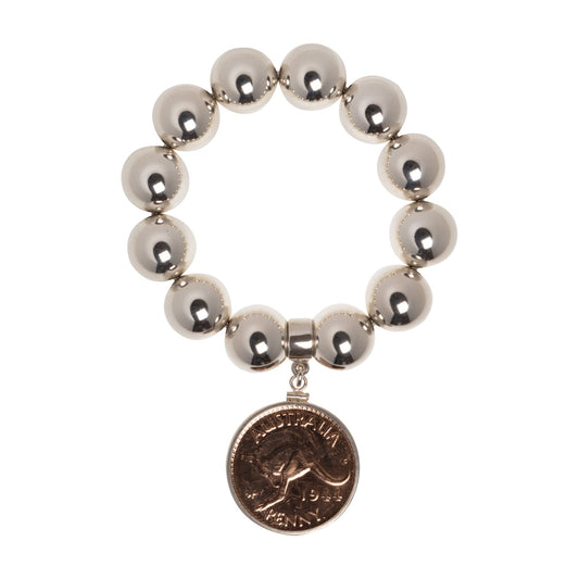 Australian Penny 16mm Beaded Bracelet - Vintage Spirit - Handcrafted Coin Creations