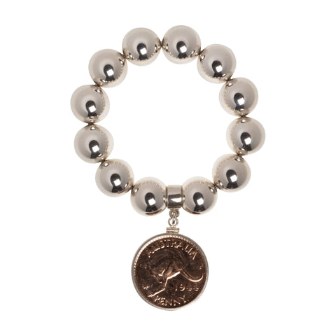 Australian Penny 16mm Beaded Bracelet - Vintage Spirit - Handcrafted Coin Creations