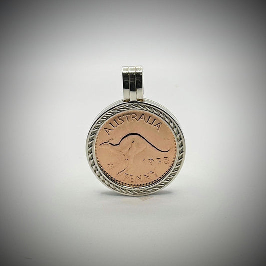 Australian Penny Sterling Silver VS Pendant - Vintage Spirit - Handcrafted Coin Creations
