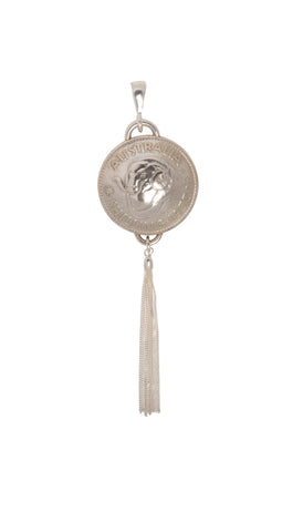 Australian Shilling Pendant with Sterling Silver Tassel - Vintage Spirit - Handcrafted Coin Creations