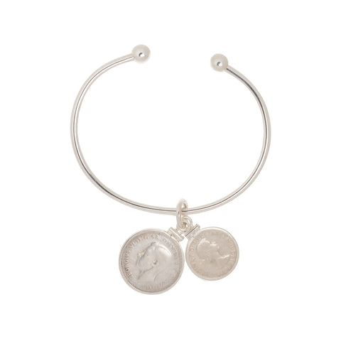 Australian Sixpence and Threepence Cuff Bangle - Vintage Spirit - Handcrafted Coin Creations