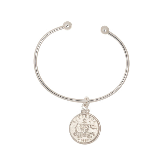 Australian Sixpence Cuff Bracelet - Vintage Spirit - Handcrafted Coin Creations