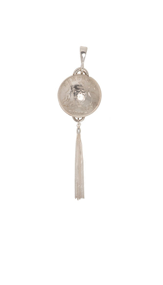 Australian Sixpence Domed Pendant with Tassel - Vintage Spirit - Handcrafted Coin Creations