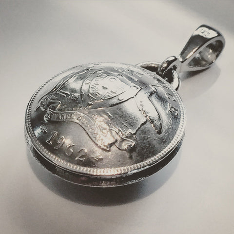 Australian Sixpence Handcrafted Domed Pendant - Vintage Spirit - Handcrafted Coin Creations