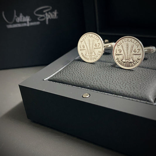 Australian Threepence Cufflinks - Vintage Spirit - Handcrafted Coin Creations