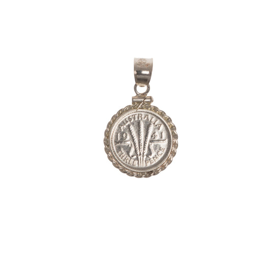 Australian Threepence Sterling Silver Twisted Rope Bezel - Vintage Spirit - Handcrafted Coin Creations