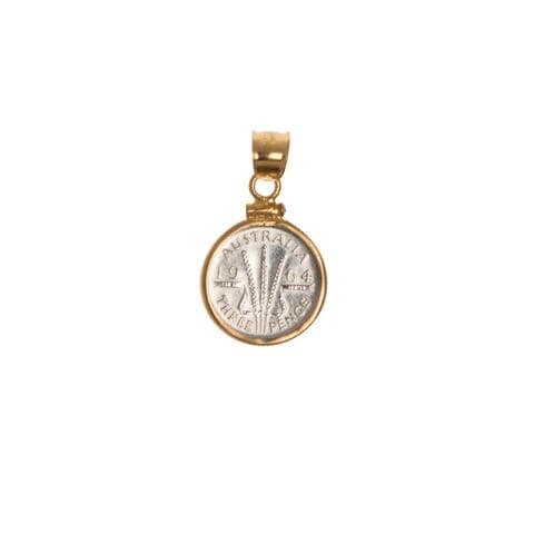 Australian Threepence Yellow Gold Filled Bezel - Vintage Spirit - Handcrafted Coin Creations