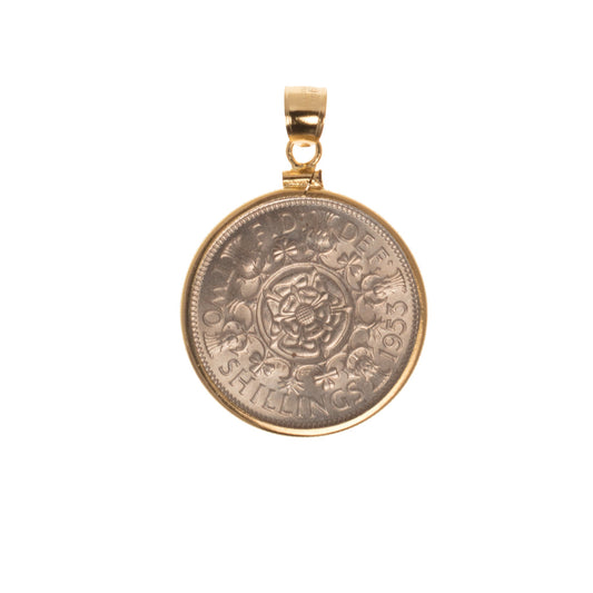 British Florin Yellow Gold Filled Bezel - Vintage Spirit - Handcrafted Coin Creations