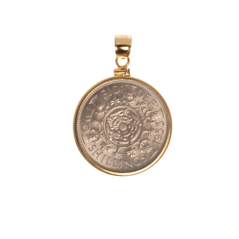British Florin Yellow Gold Filled Bezel - Vintage Spirit - Handcrafted Coin Creations