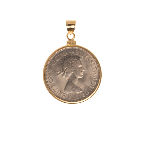 British Florin Yellow Gold Filled Bezel - Vintage Spirit - Handcrafted Coin Creations