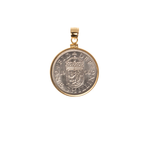 British Shilling Yellow Gold Filled Bezel - Vintage Spirit - Handcrafted Coin Creations