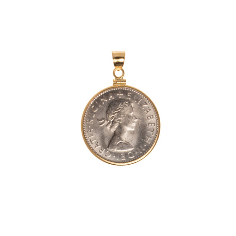 British Shilling Yellow Gold Filled Bezel - Vintage Spirit - Handcrafted Coin Creations