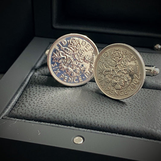British Sixpence Sterling Silver Cufflinks - Vintage Spirit - Handcrafted Coin Creations