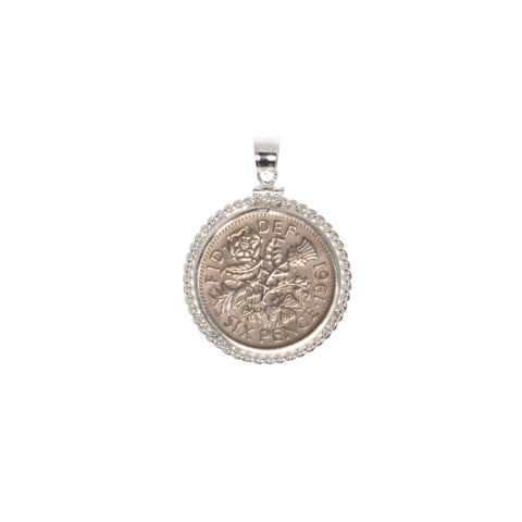 British Sixpence Twisted Rope Bezel - Vintage Spirit - Handcrafted Coin Creations